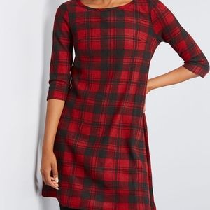 NWOT Plaid 3/4 Sleeve Shift Dress